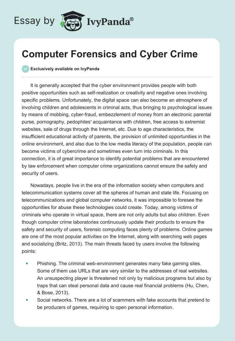 Computer Forensics and Cyber Crime. Page 1
