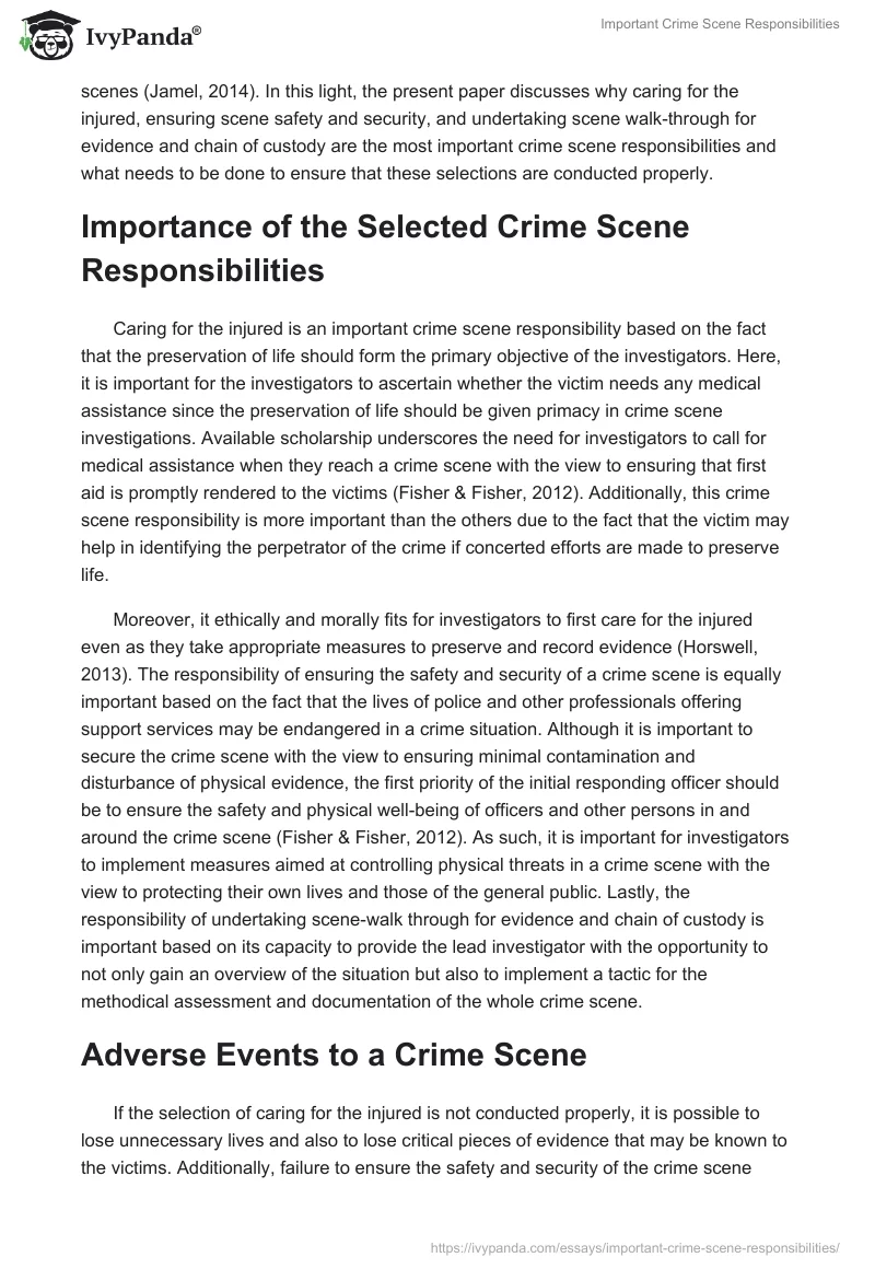Important Crime Scene Responsibilities. Page 2