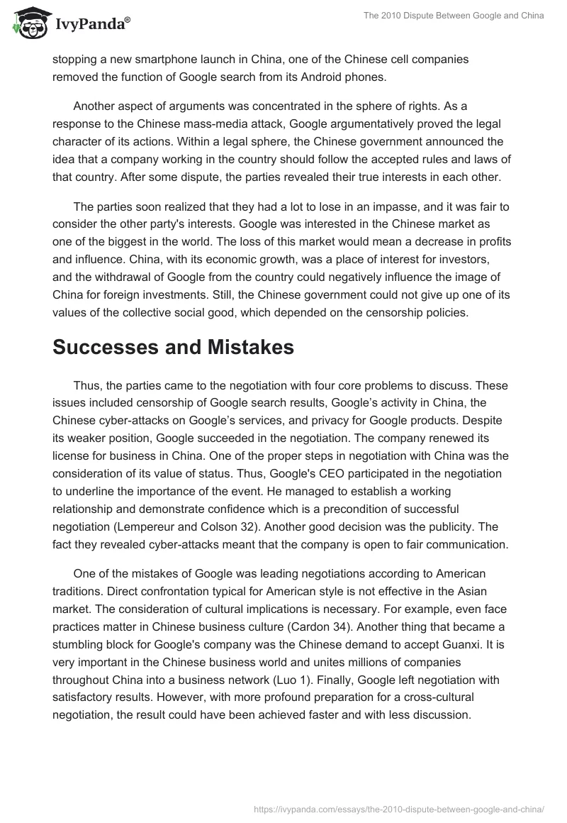 The 2010 Dispute Between Google and China. Page 2