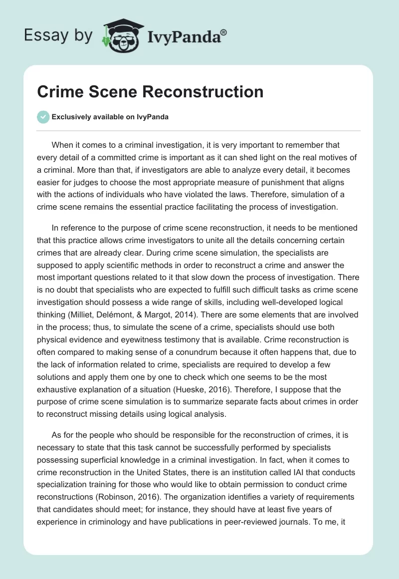 Crime Scene Reconstruction. Page 1