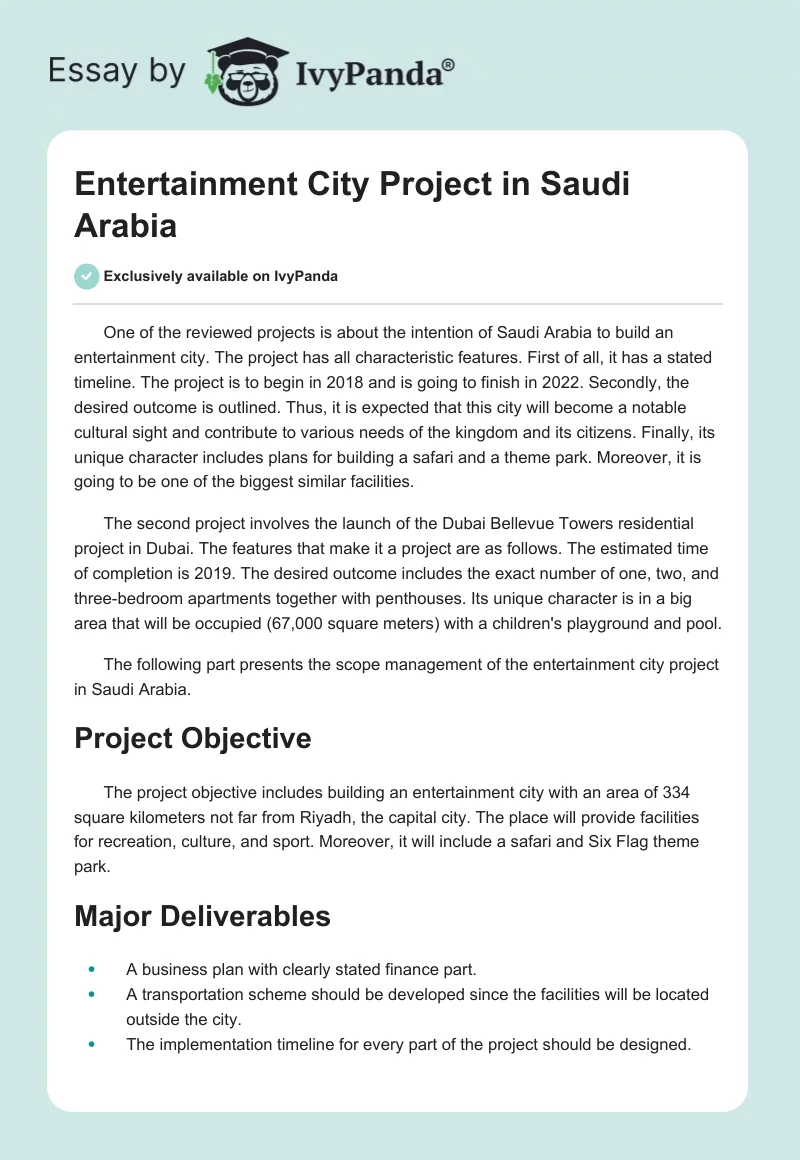 Entertainment City Project in Saudi Arabia. Page 1