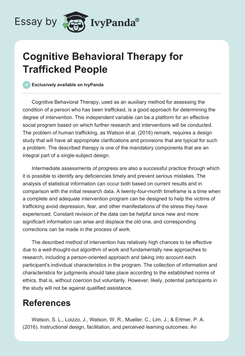 Cognitive Behavioral Therapy for Trafficked People. Page 1