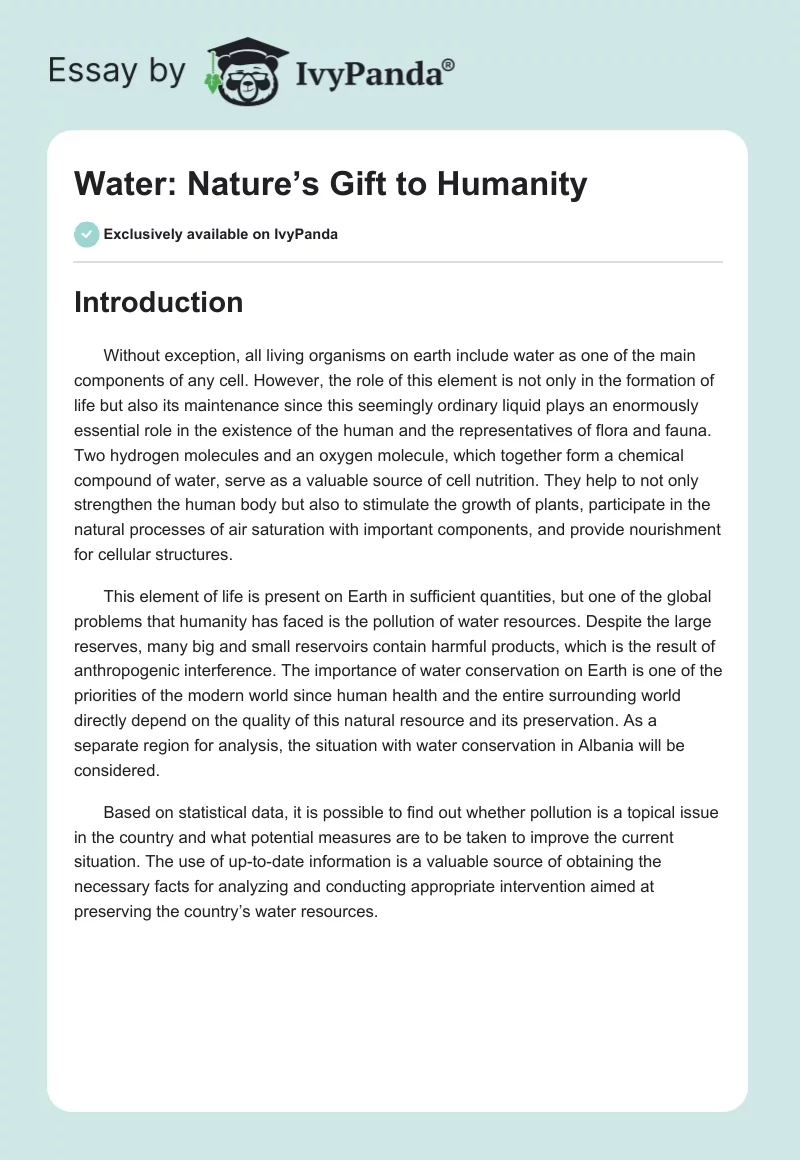 Water: Nature’s Gift to Humanity. Page 1