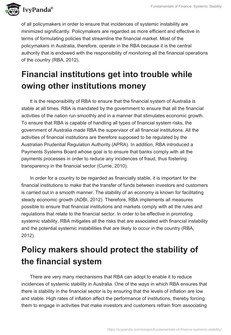 Fundamentals of Finance: Systemic Stability. Page 2