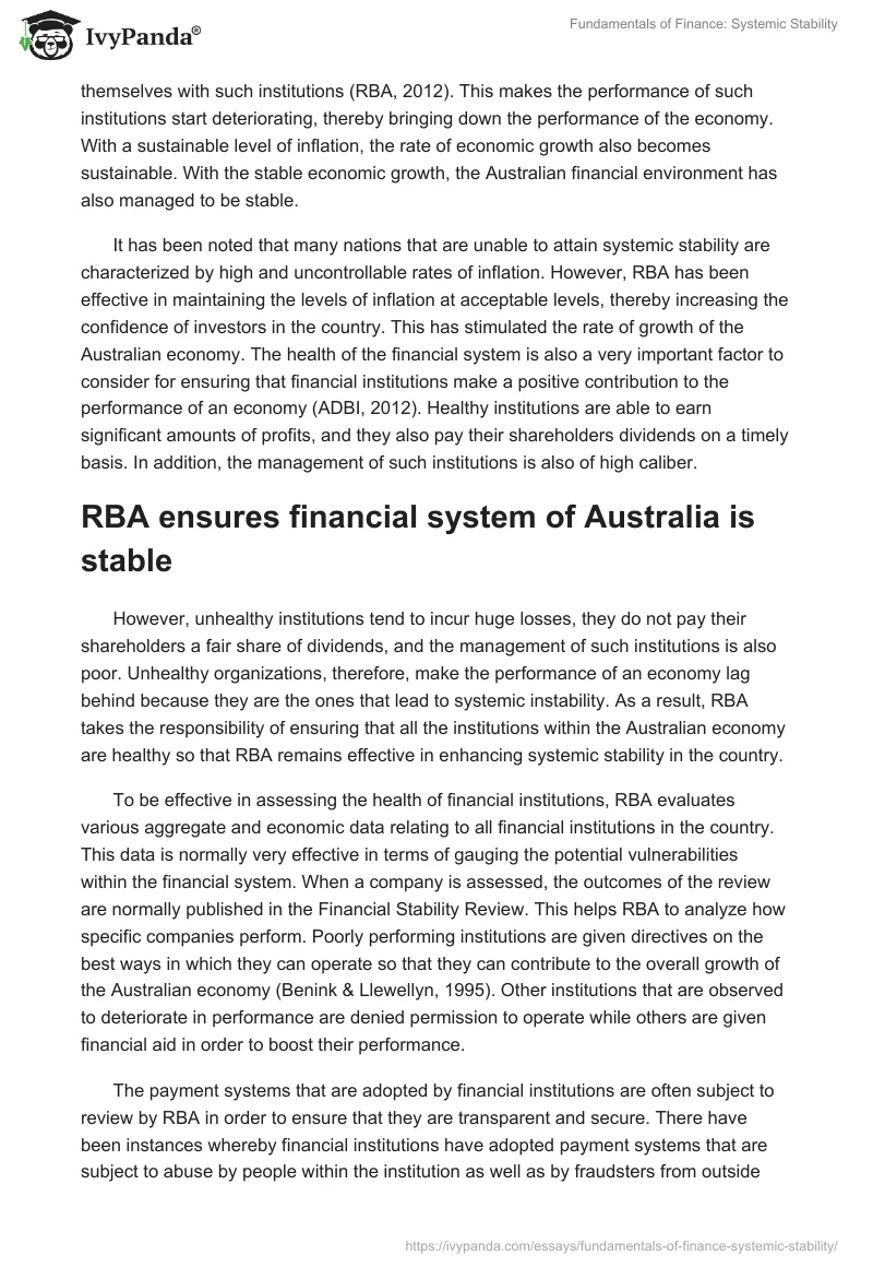 Fundamentals of Finance: Systemic Stability. Page 3