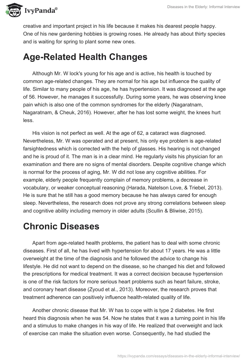 Diseases in the Elderly: Informal Interview. Page 2