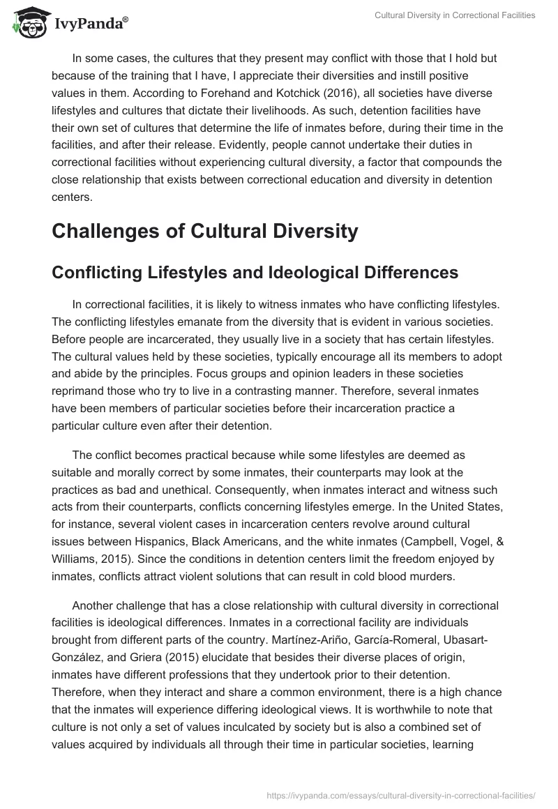 Cultural Diversity in Correctional Facilities. Page 2