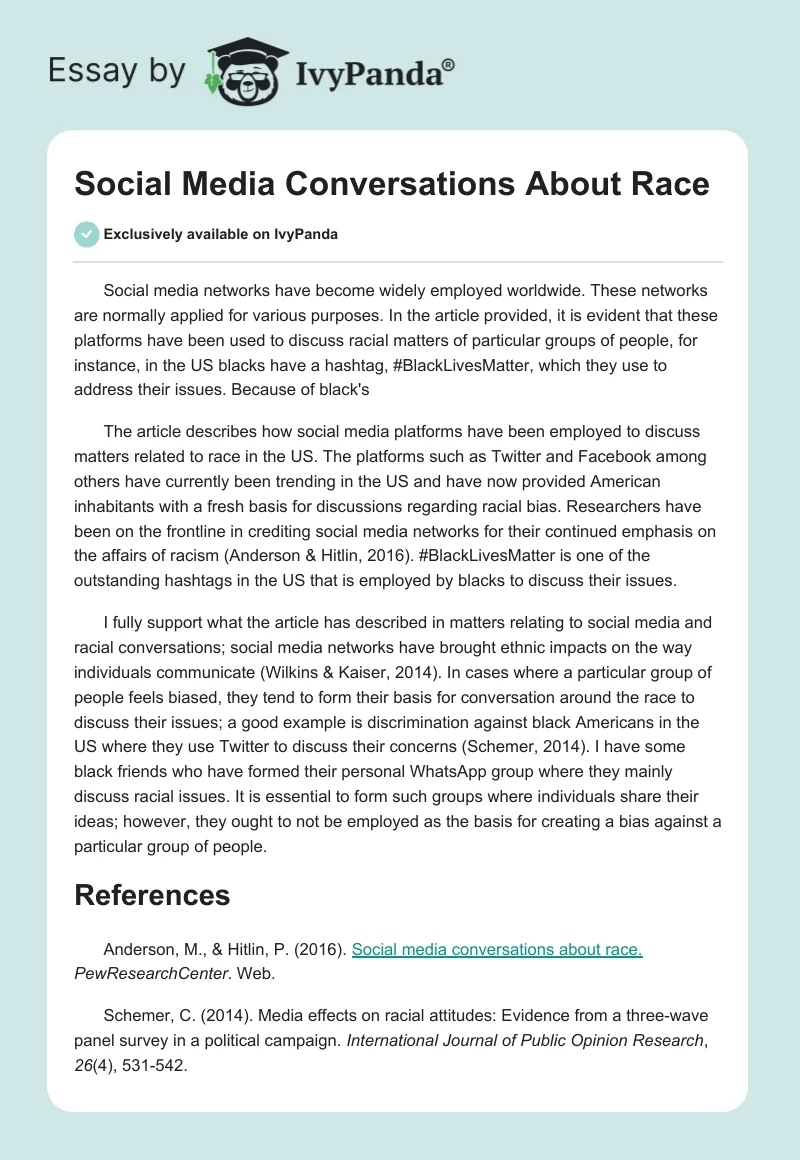 Social Media Conversations About Race. Page 1