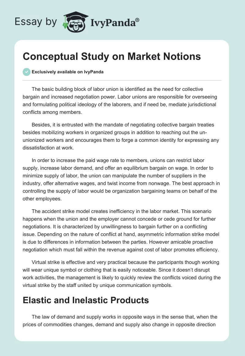 Conceptual Study on Market Notions. Page 1