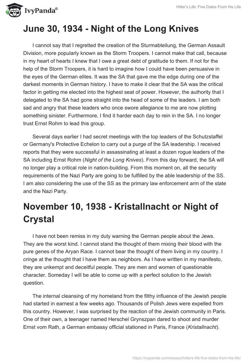 Hitler’s Life: Five Dates From His Life. Page 2
