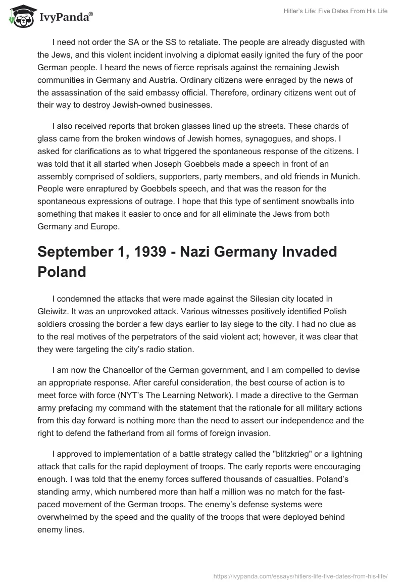 Hitler’s Life: Five Dates From His Life. Page 3