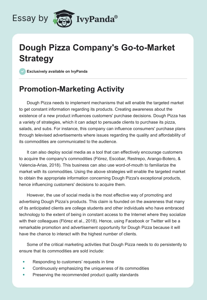 Dough Pizza Company's Go-to-Market Strategy. Page 1