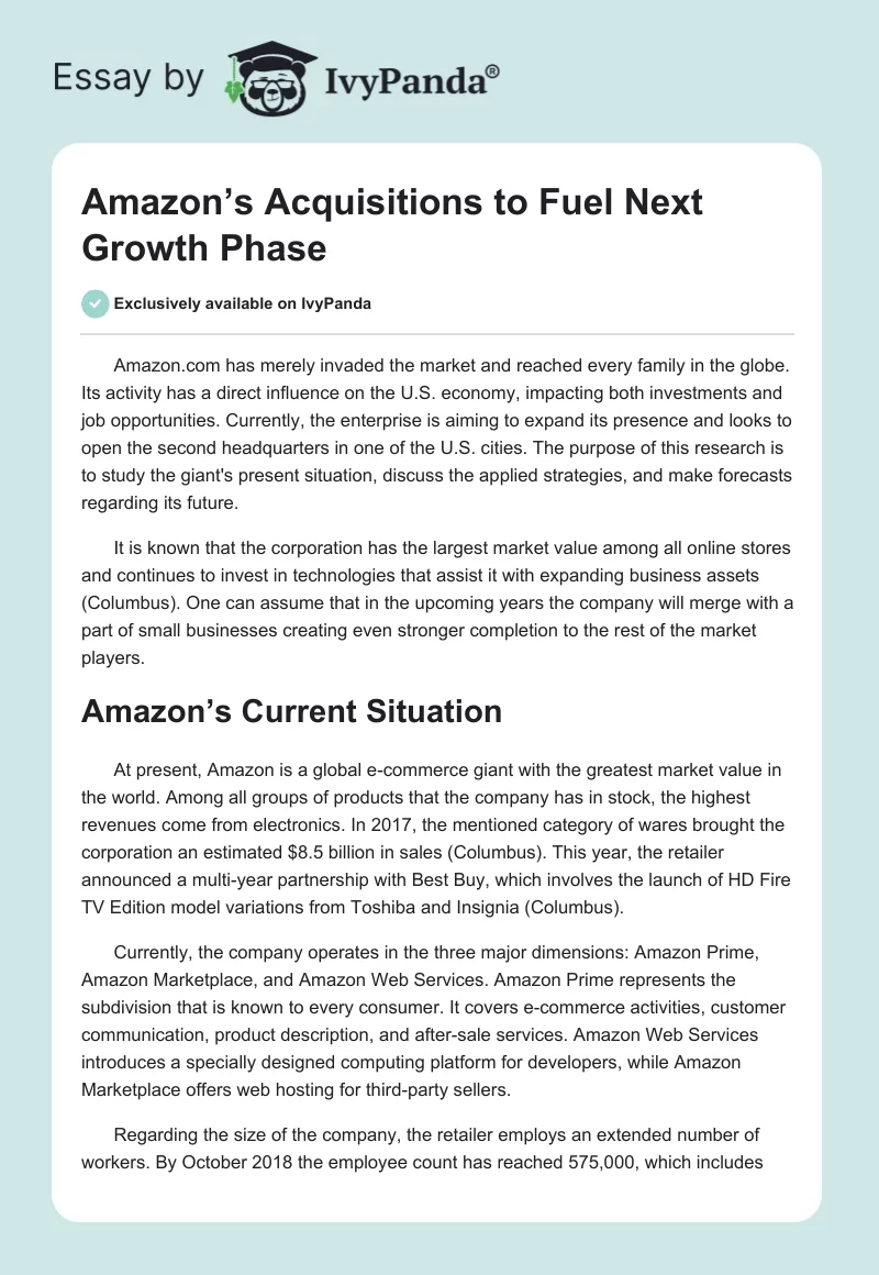 Amazon’s Acquisitions to Fuel Next Growth Phase. Page 1