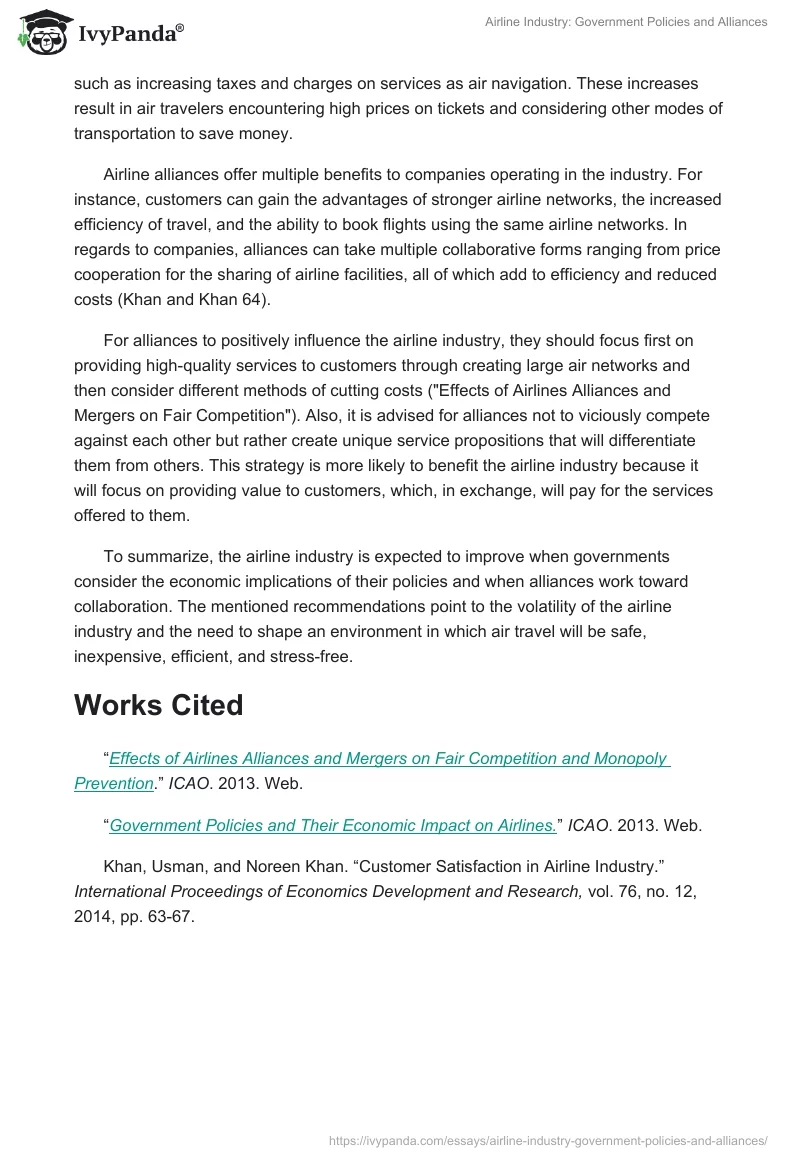 Airline Industry: Government Policies and Alliances. Page 2