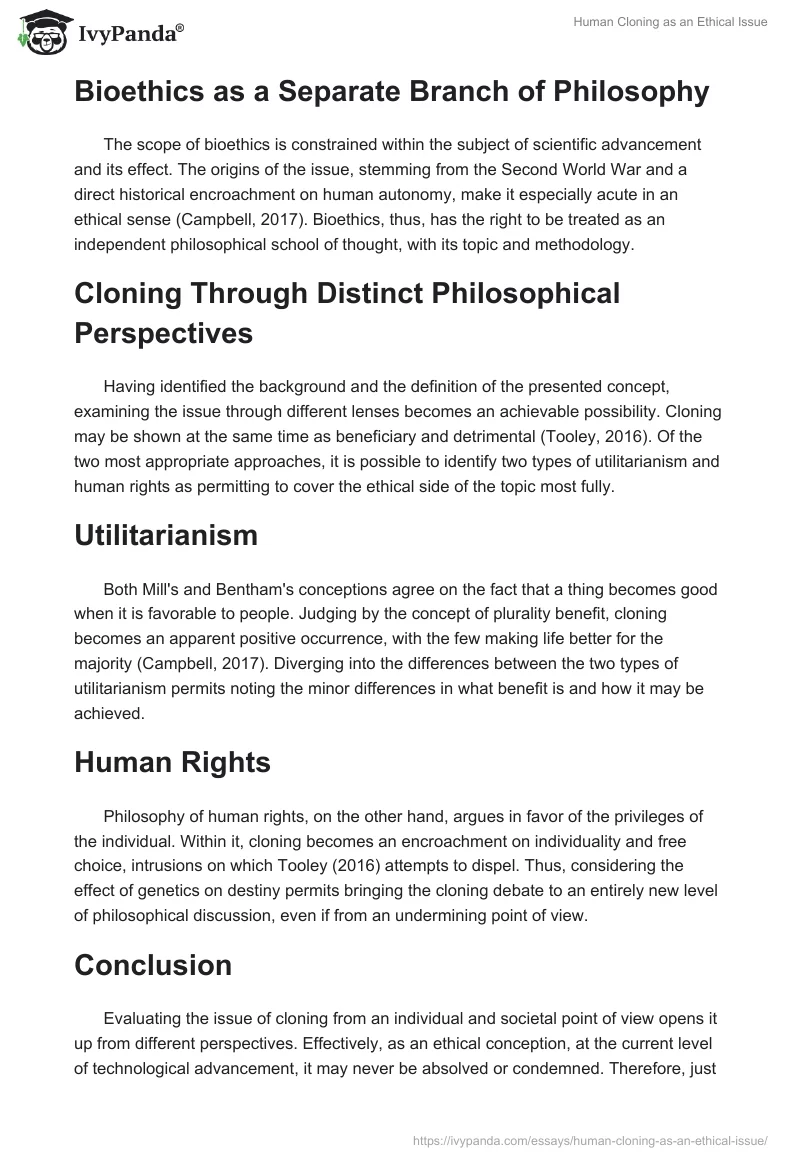 Human Cloning as an Ethical Issue. Page 2