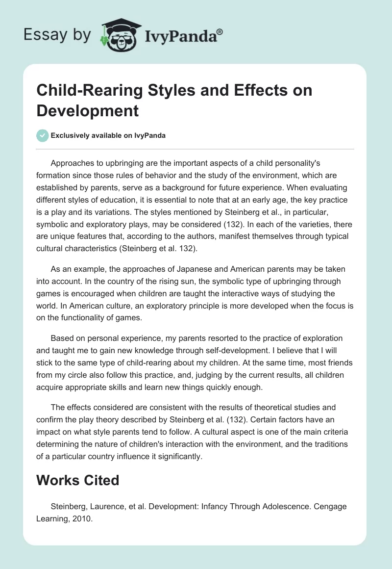Child-Rearing Styles and Effects on Development. Page 1
