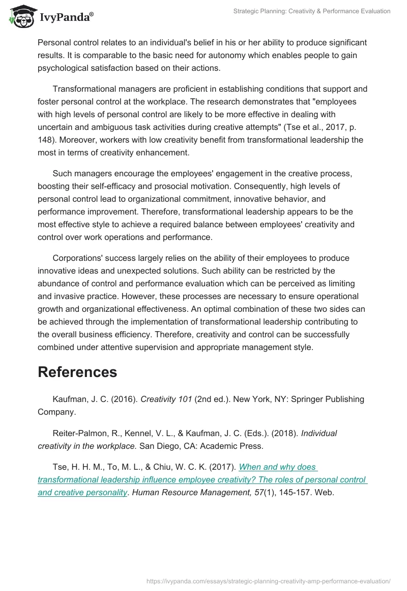 Strategic Planning: Creativity & Performance Evaluation. Page 2