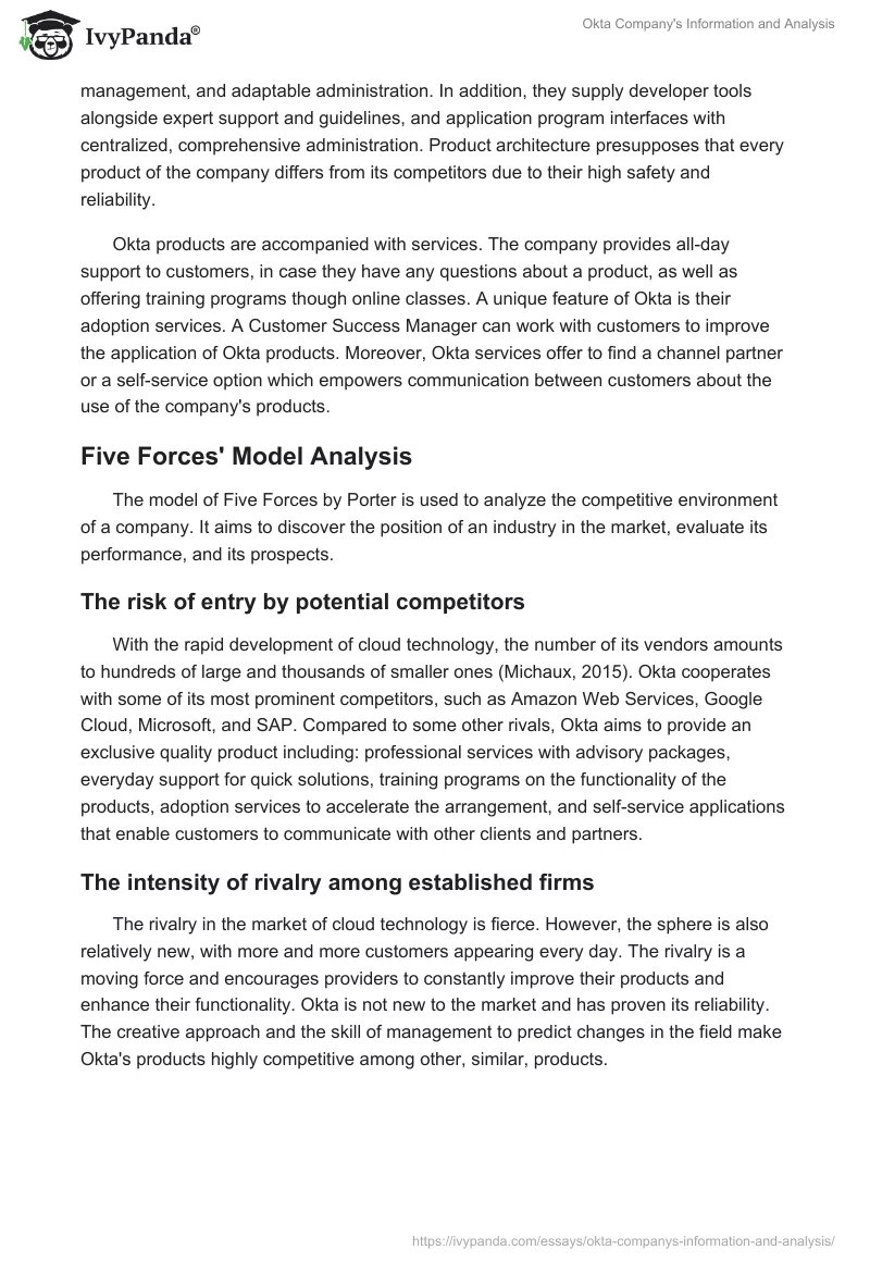 Okta Company's Information and Analysis. Page 3