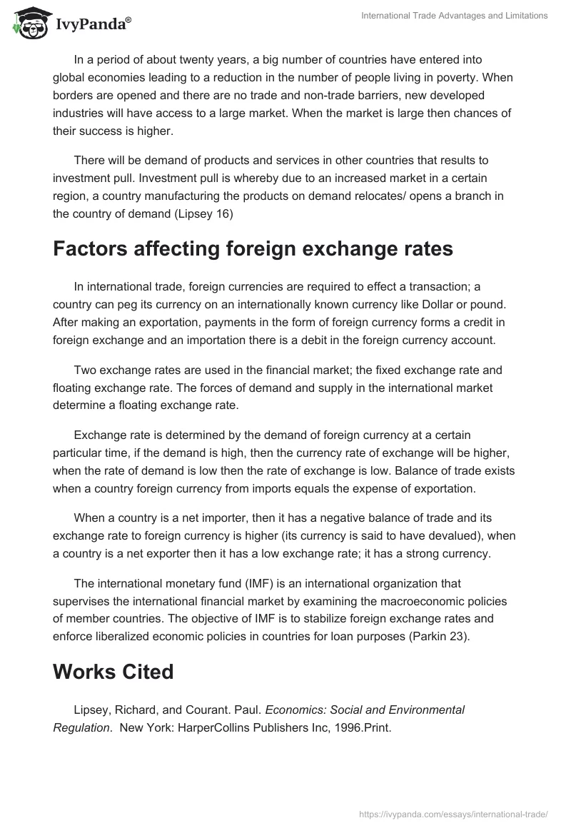 International Trade Advantages and Limitations. Page 5