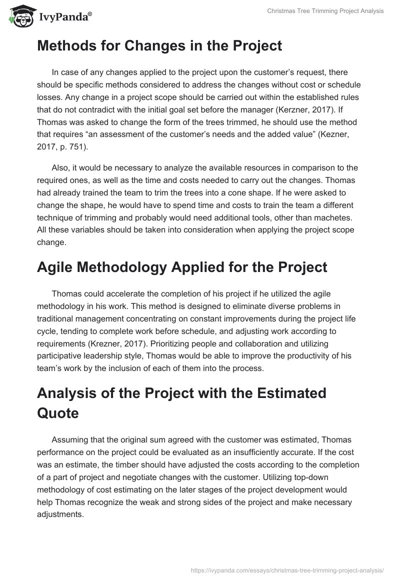 Christmas Tree Trimming Project Analysis. Page 3