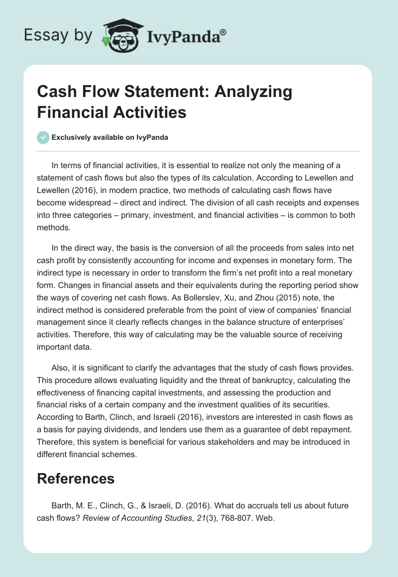 Cash Flow Statement: Analyzing Financial Activities. Page 1