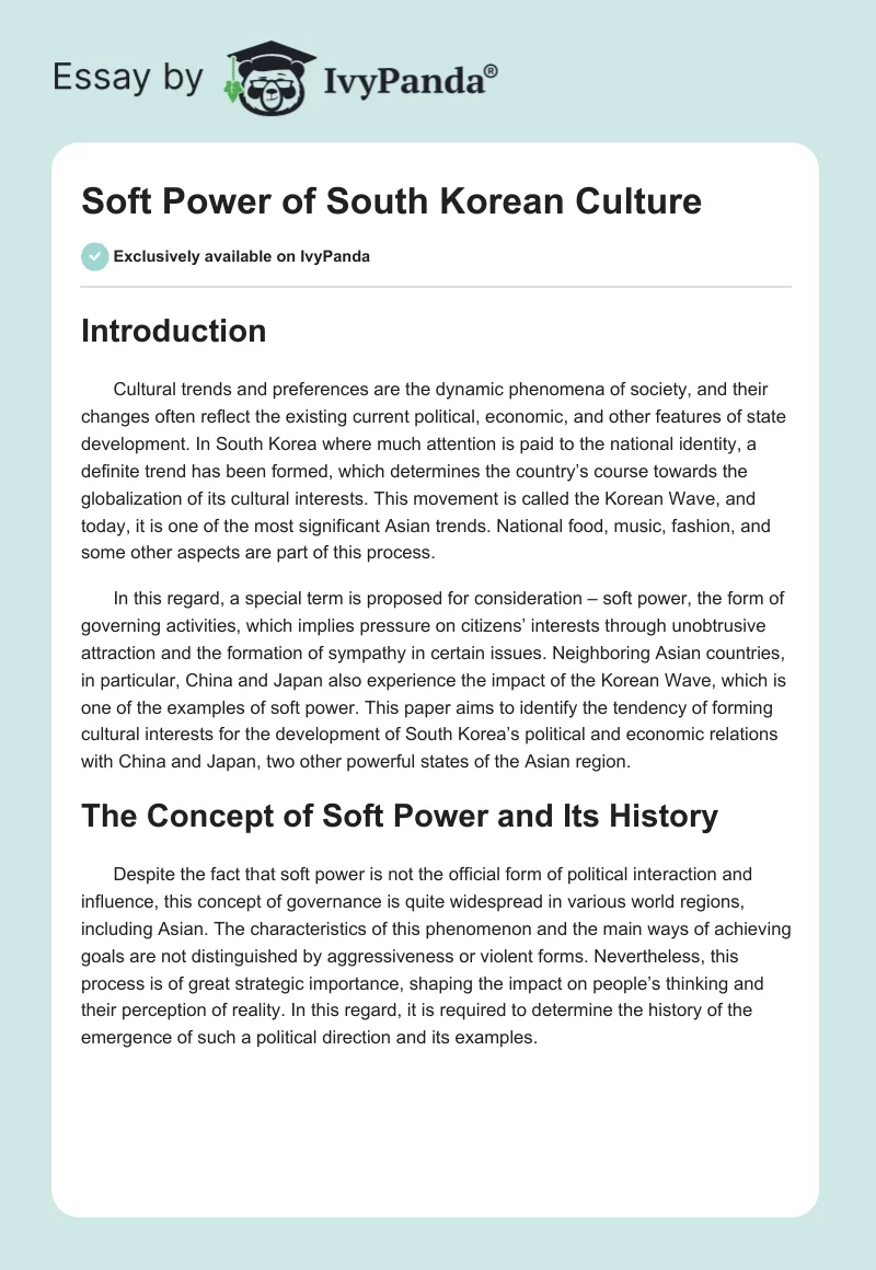 Soft Power of South Korean Culture. Page 1