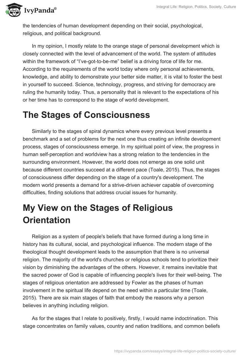 Integral Life: Religion, Politics, Society, Culture. Page 2