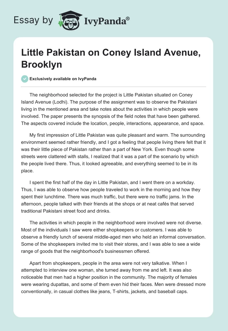 Little Pakistan on Coney Island Avenue, Brooklyn. Page 1