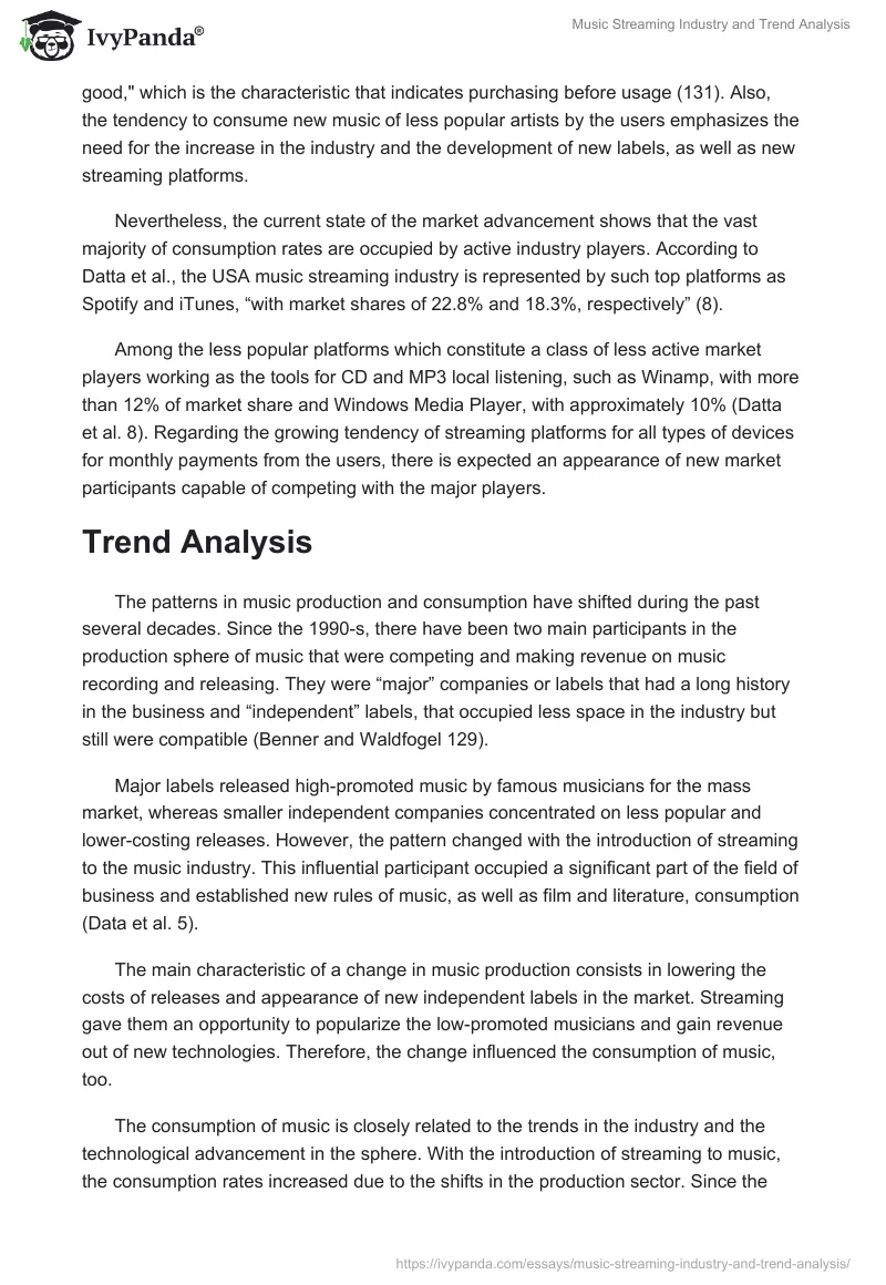 Music Streaming Industry and Trend Analysis. Page 2