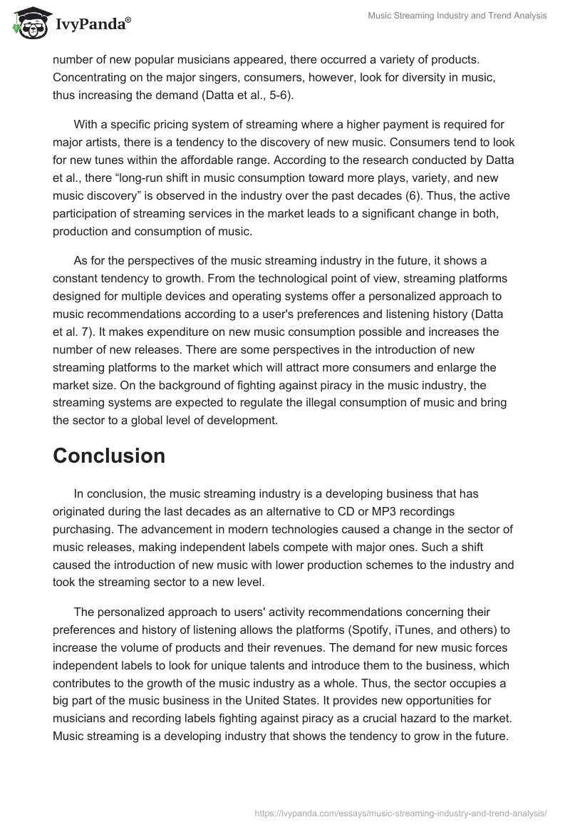 Music Streaming Industry and Trend Analysis. Page 3