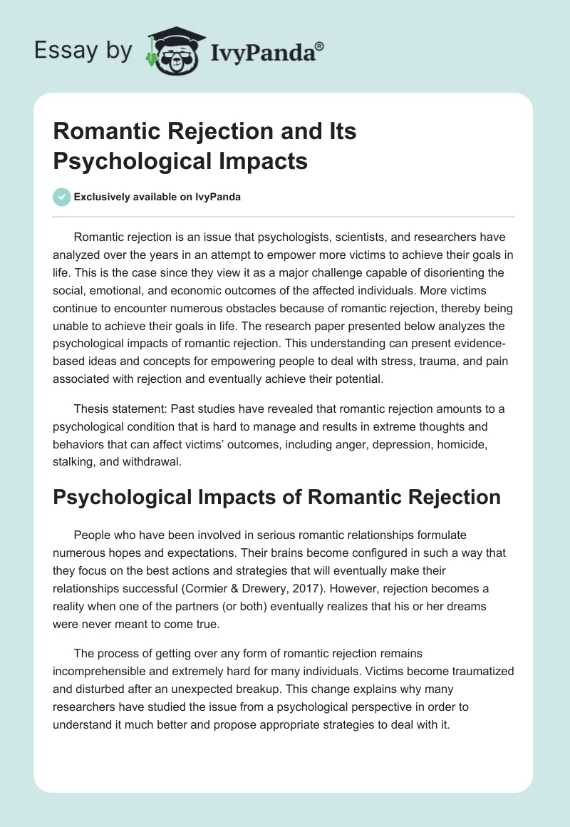 Romantic Rejection and Its Psychological Impacts. Page 1