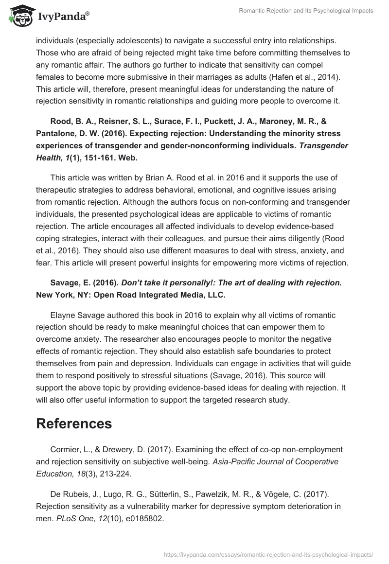 Romantic Rejection and Its Psychological Impacts. Page 5