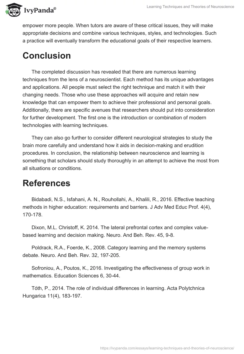 Learning Techniques and Theories of Neuroscience. Page 5