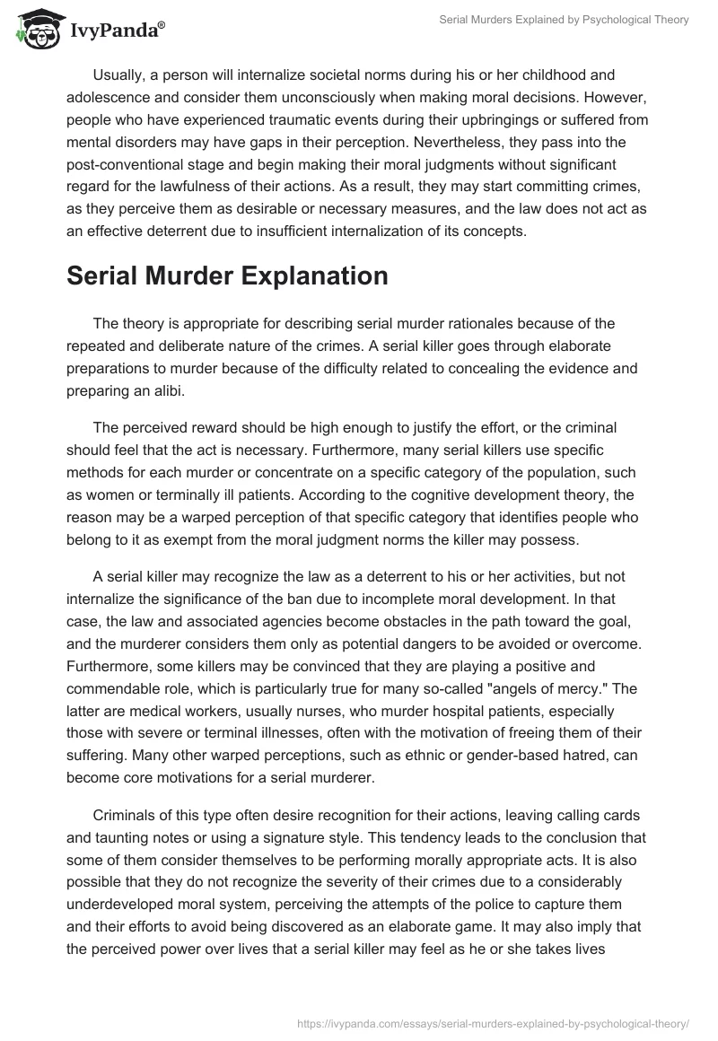 Serial Murders Explained by Psychological Theory. Page 2