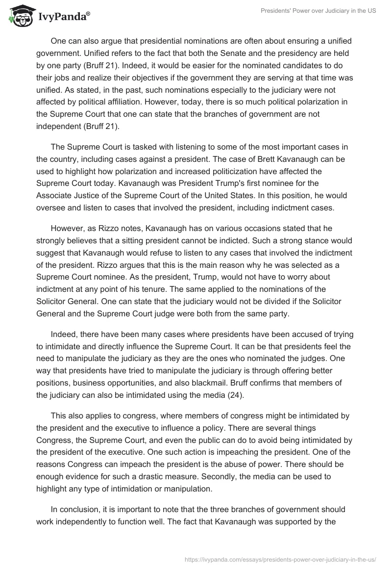 Presidents' Power Over Judiciary in the US. Page 2