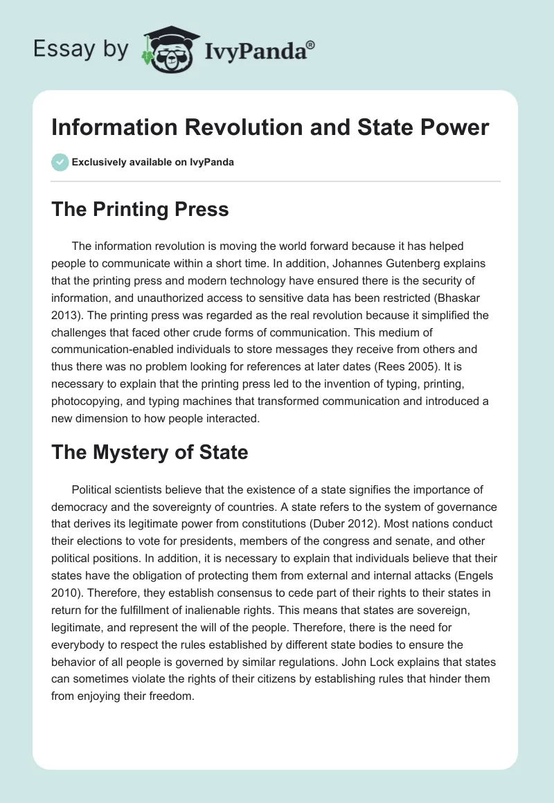 Information Revolution and State Power. Page 1
