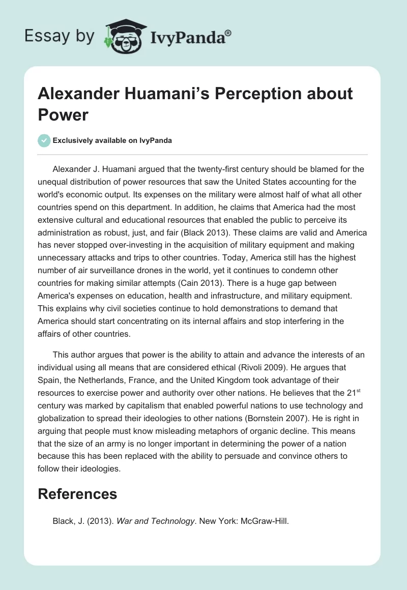 Alexander Huamani’s Perception about Power. Page 1
