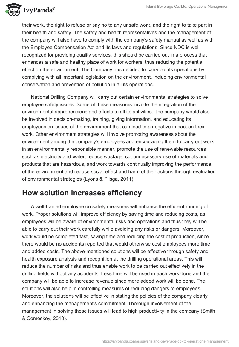 Island Beverage Co. Ltd: Operations Management. Page 3