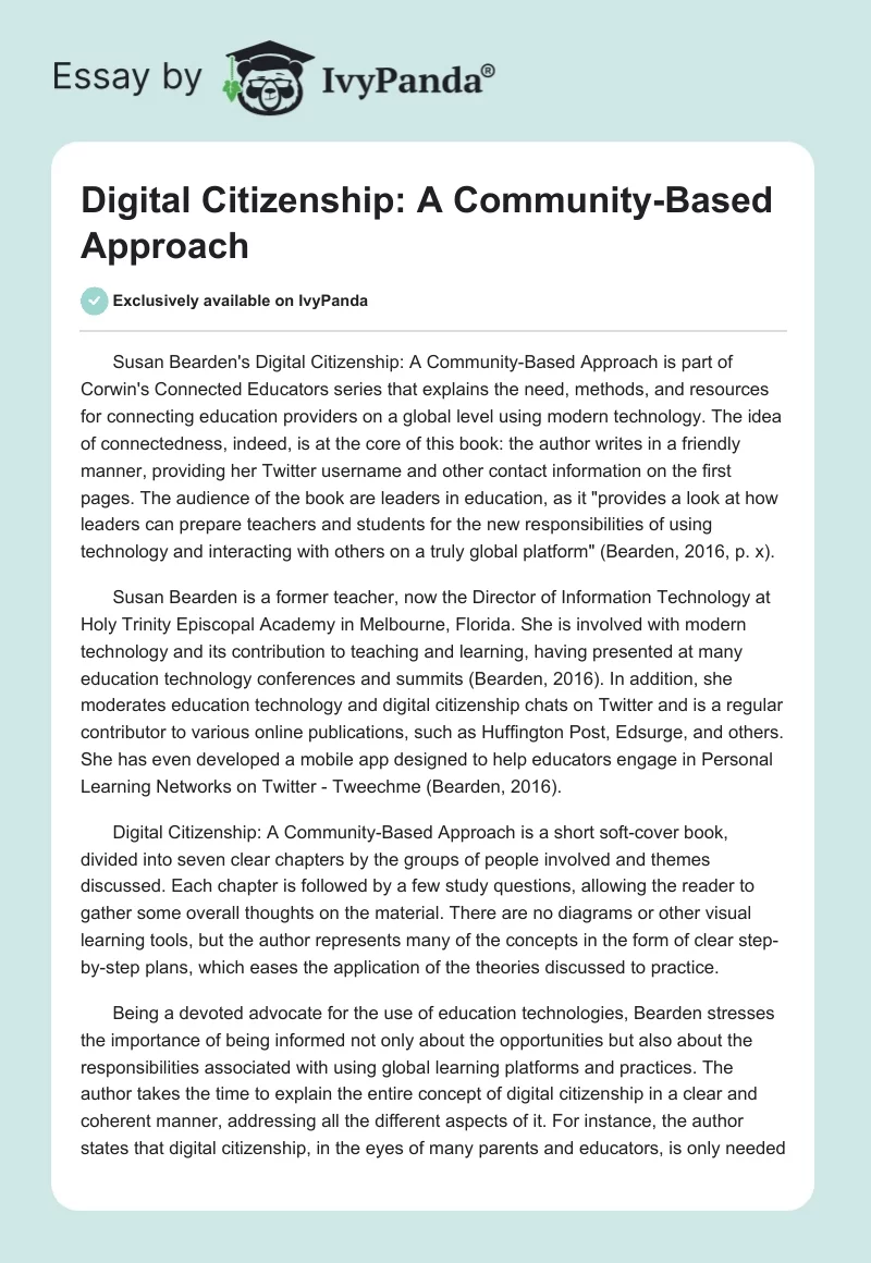 Digital Citizenship: A Community-Based Approach. Page 1