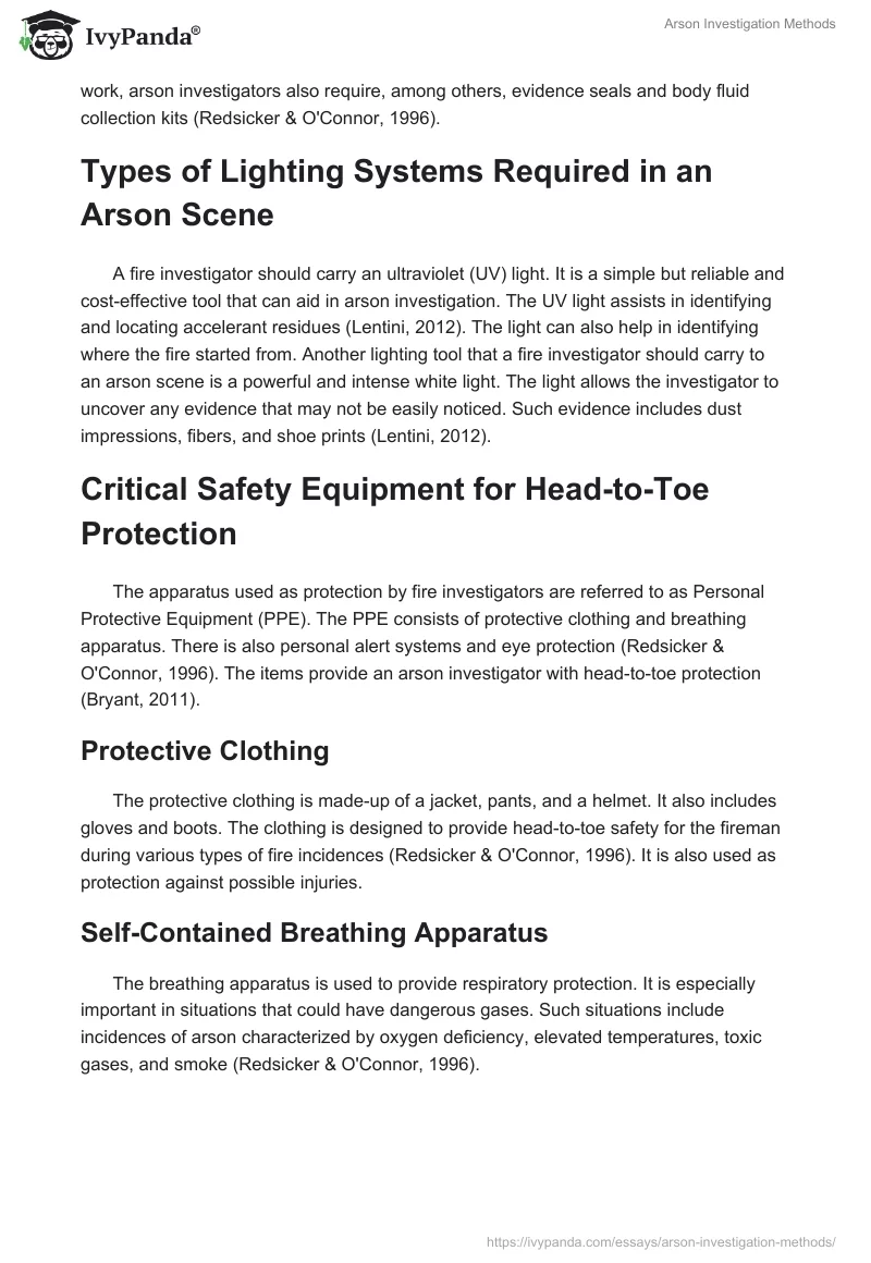 Arson Investigation Methods. Page 2