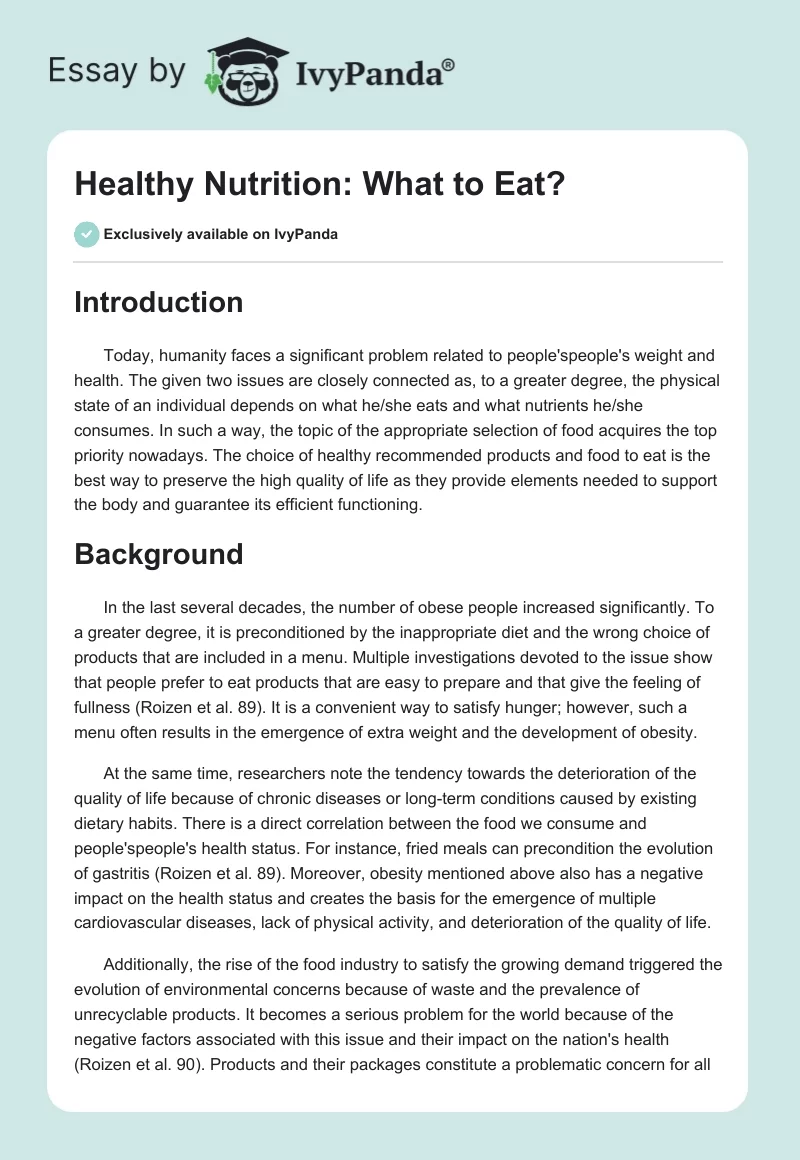 Healthy Nutrition: What to Eat?. Page 1