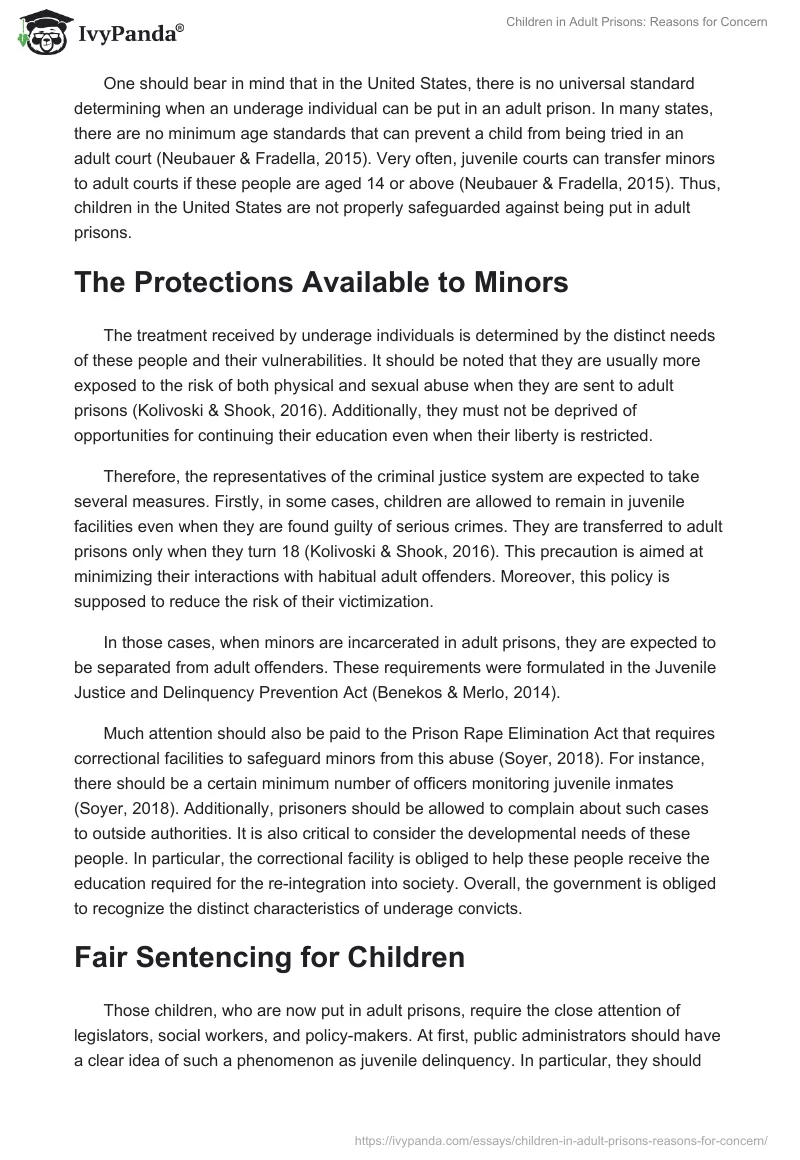 Children in Adult Prisons: Reasons for Concern. Page 2