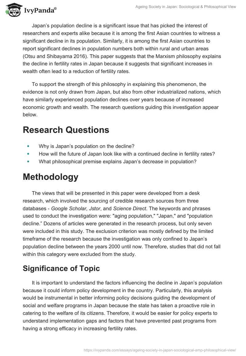 Ageing Society in Japan: Sociological & Philosophical View. Page 2