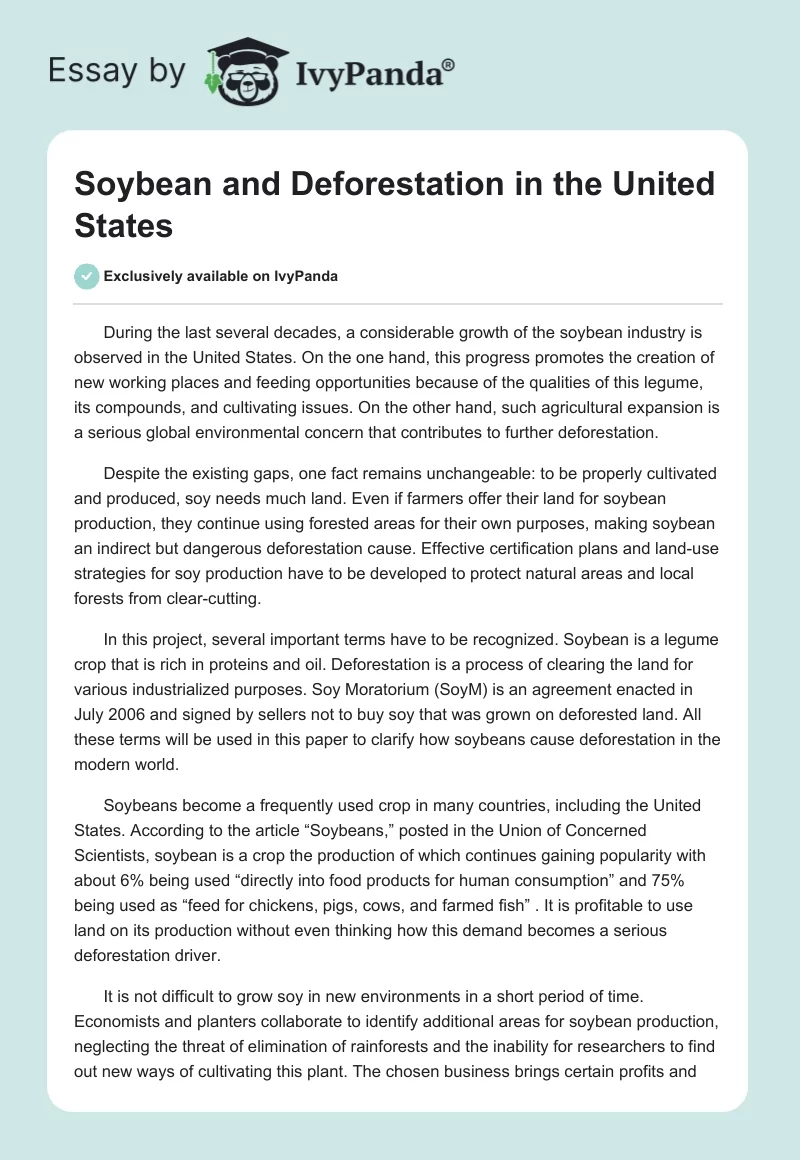 Soybean and Deforestation in the United States. Page 1