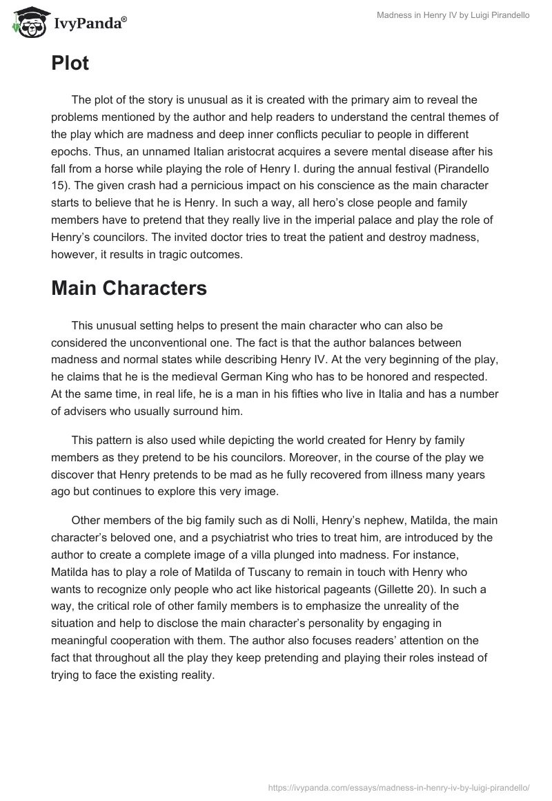 Madness in "Henry IV" by Luigi Pirandello. Page 2