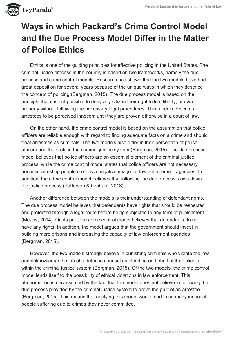 Personal Leadership Issues and the Rule of Law. Page 3