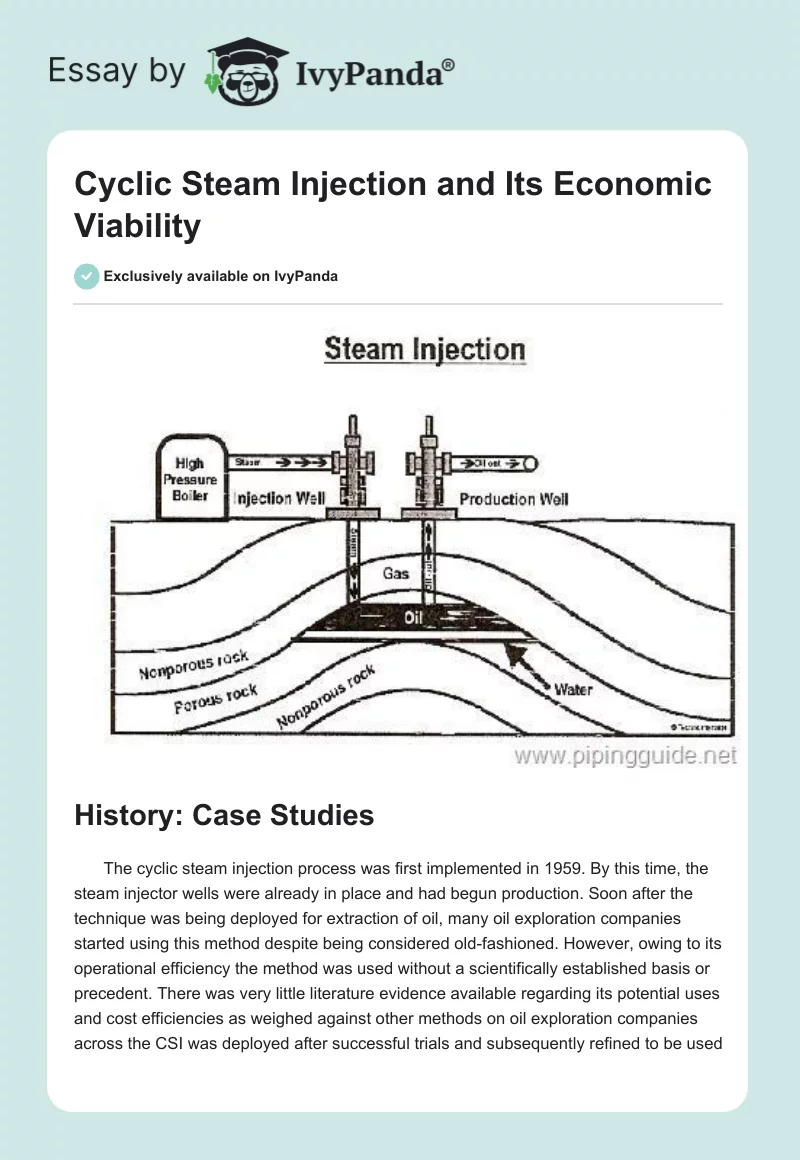 Cyclic Steam Injection and Its Economic Viability. Page 1