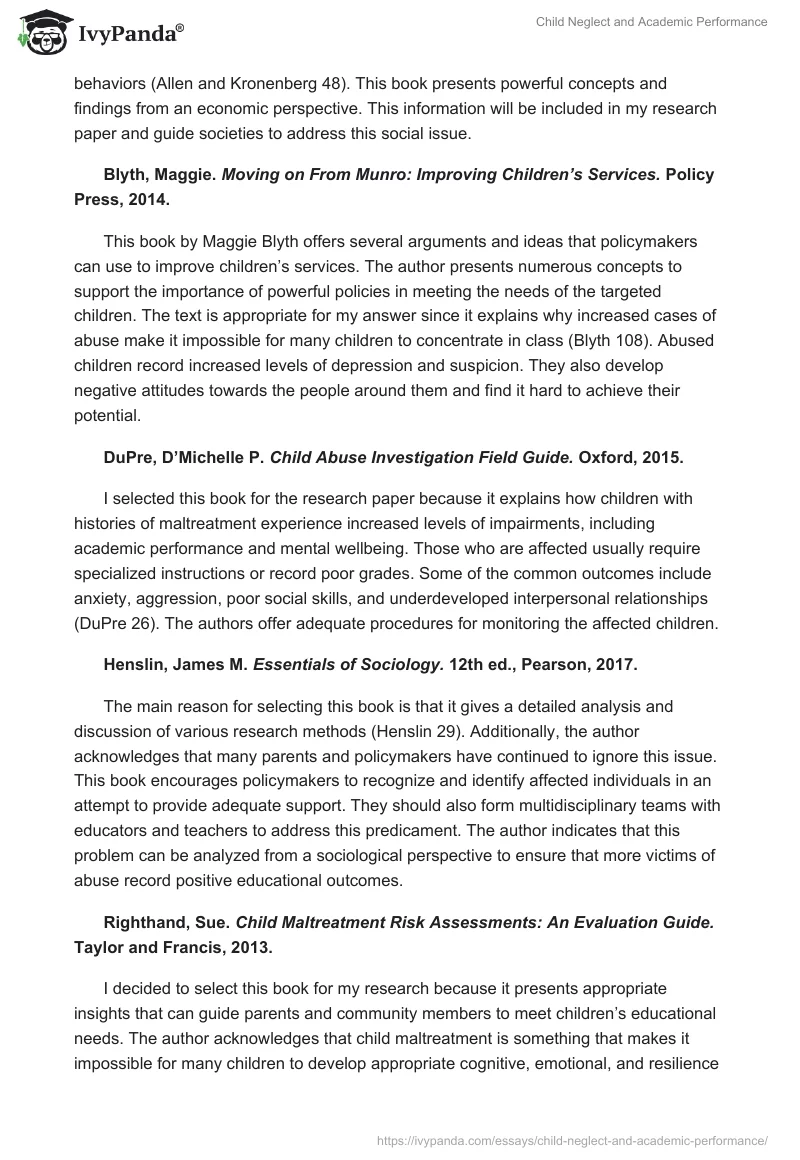 Child Neglect and Academic Performance. Page 2