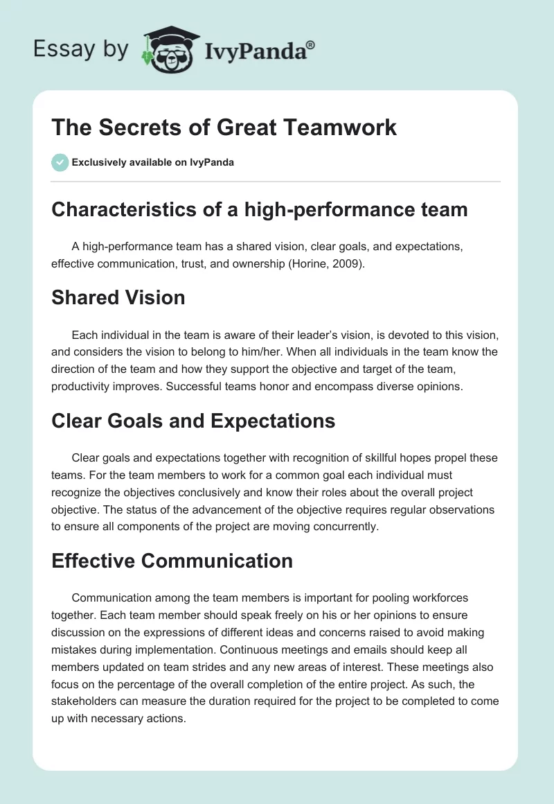 The Secrets of Great Teamwork. Page 1