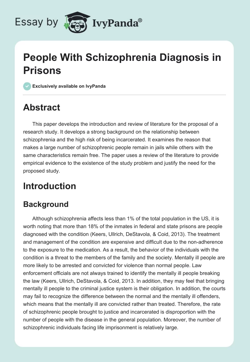 People With Schizophrenia Diagnosis in Prisons. Page 1